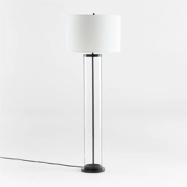 Promenade Black Floor Lamp with White Shade 62"