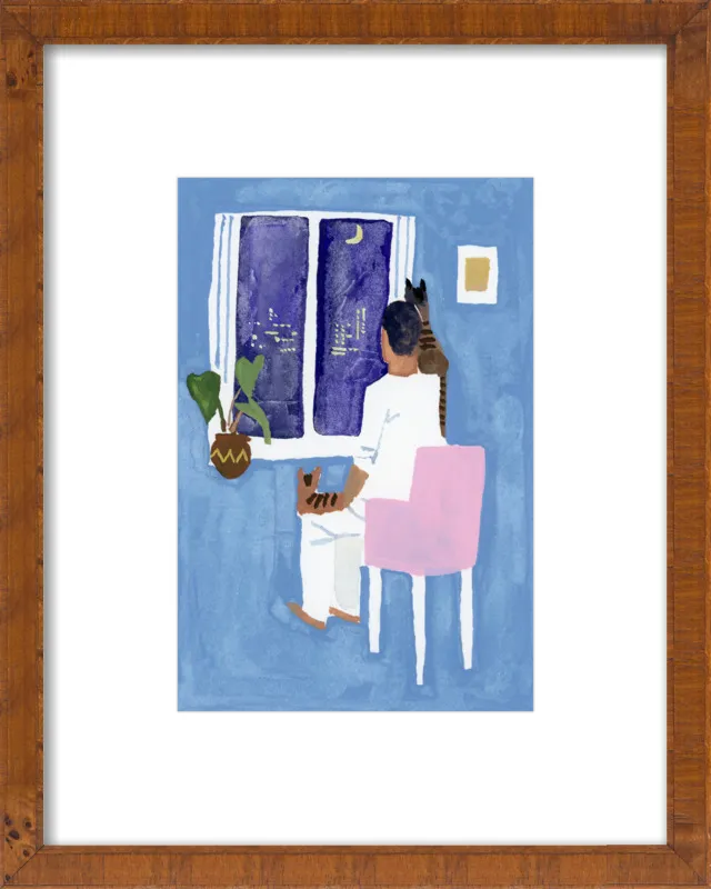 Look at the cat and the moon by Hiroyuki Izutsu for Artfully Walls