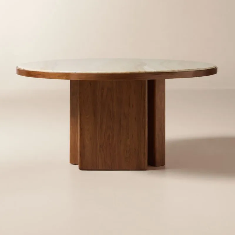 Rio 60" Onyx and Walnut Round Dining Table