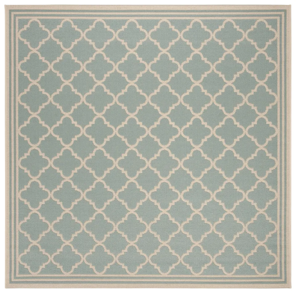 Arlo Home Indoor/Outdoor Woven Area Rug, LND121K, Aqua/Cream,  6' 7" X 6' 7" Square