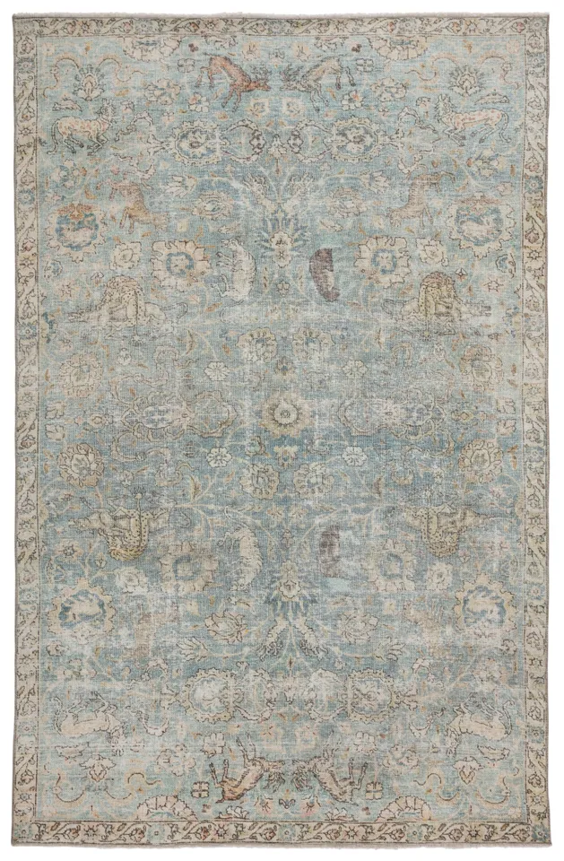 Stag BOH17 Vintage Blue and Green Runner Rug (3'x10')
