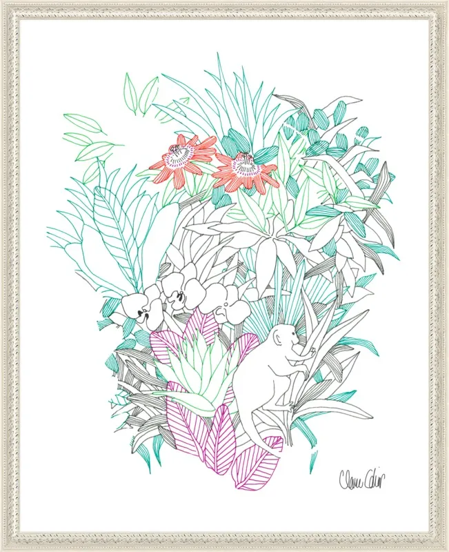 Passionflowers, orchids and the squirrel monkey  by Claire Colin for Artfully Walls