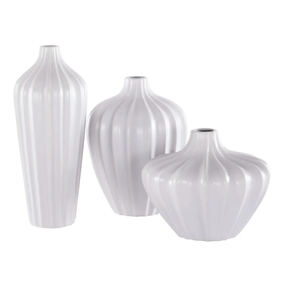 Clea Ceramic Vase, Set Of 3 - Ivory