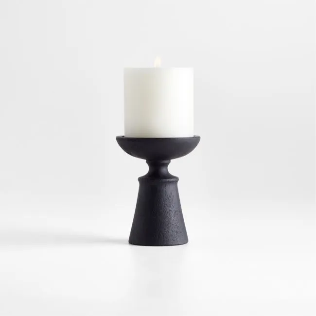 Izumo Ebonized Wood Pillar Holder 4.4"