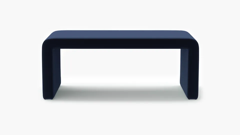 Waterfall Bench, Navy Performance Velvet