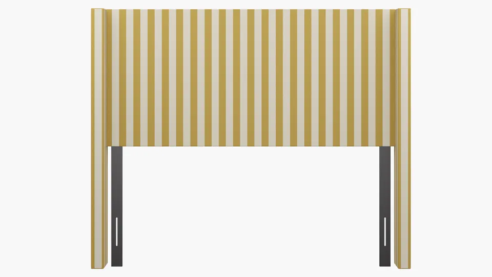 Modern Wingback Headboard, Citrine Cabana Stripe, Queen