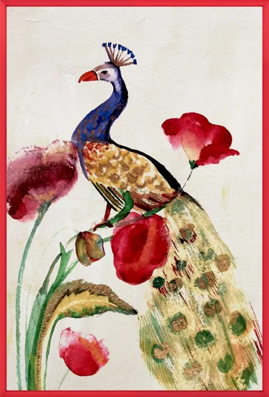 blue gold peacock by Ruti Shaashua for Artfully Walls