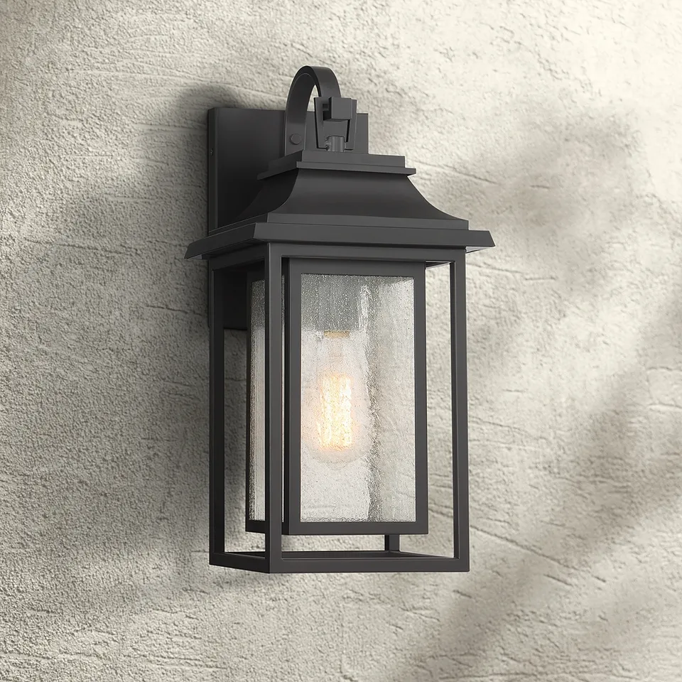John Timberland Cecile 18 1/4" Bronze Lantern Box Outdoor Wall Light