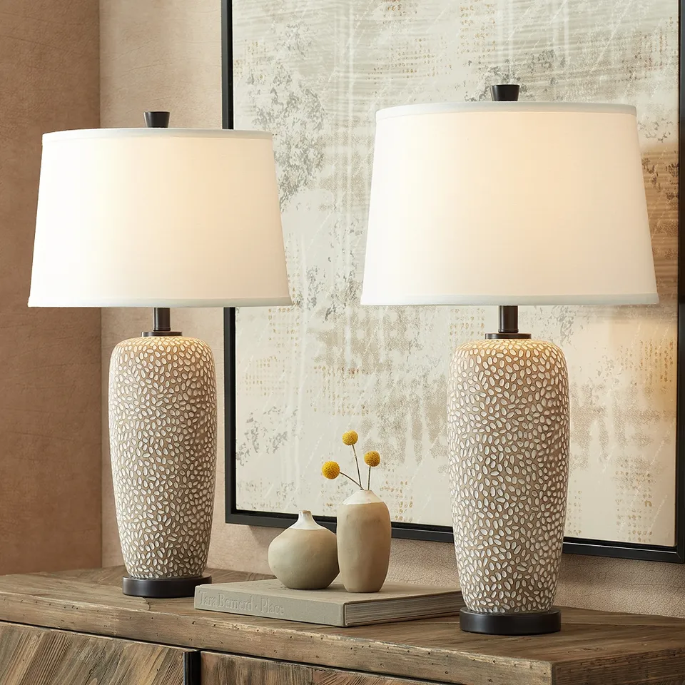 Possini Euro Anna 27 1/4" Pebbled Coastal Modern Table Lamps Set of 2