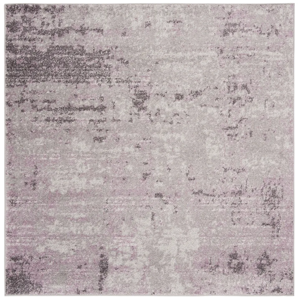 Arlo Home Woven Area Rug, ADR130M, Light Grey/Purple,  6' X 6' Square