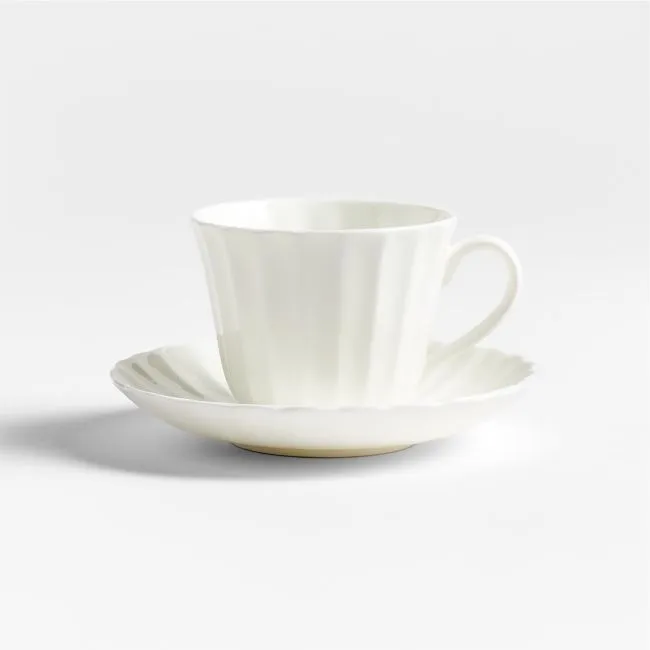 Capella White Bone China Mug with Saucer