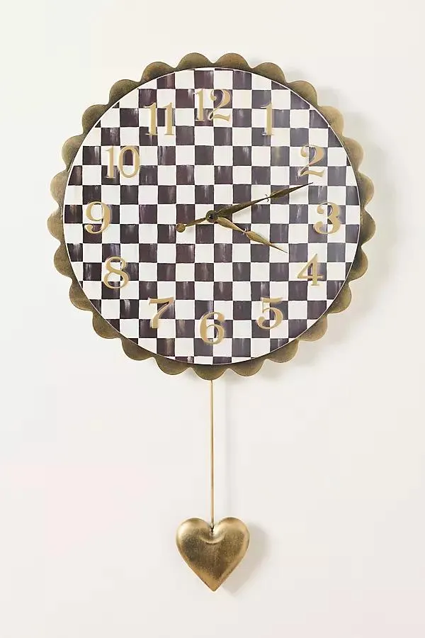 Check Heart Pendant Wall Clock