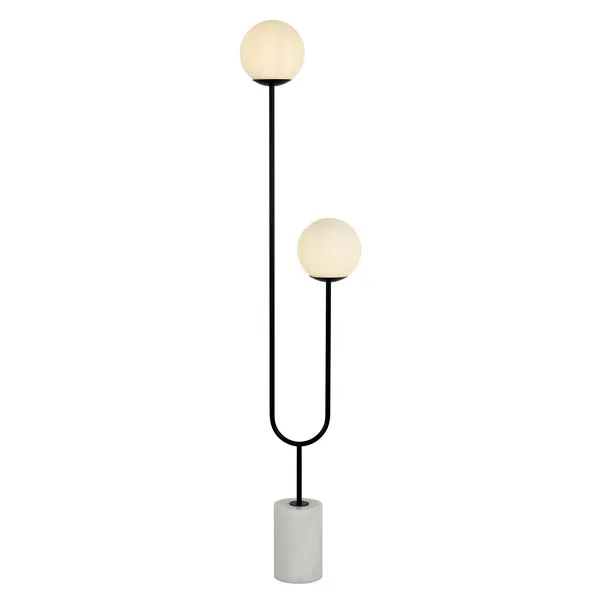 Leif 2 Light 68" Floor Lamp - Black/White