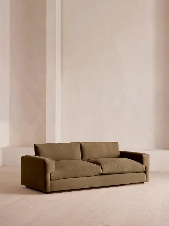 Mossley Three Seater Sofa, Velvet, Truffle, US