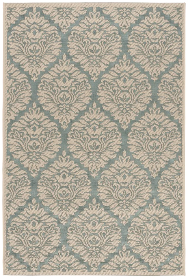 Arlo Home Indoor/Outdoor Woven Area Rug, LND135K, Aqua/Cream,  4' X 6'