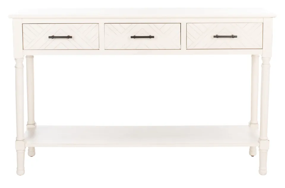 Peyton 3 Drawer Console Table - Distressed White