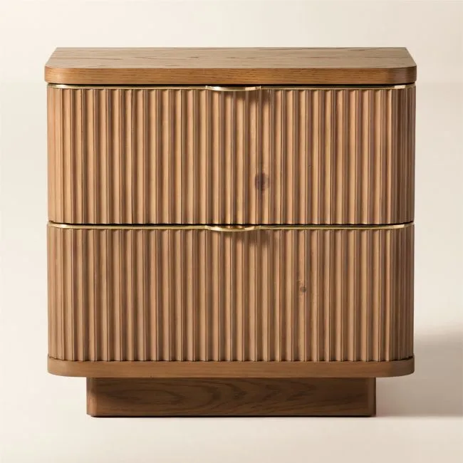 Davison 24" Fluted Oak 2-Drawer Nightstand Set of 2