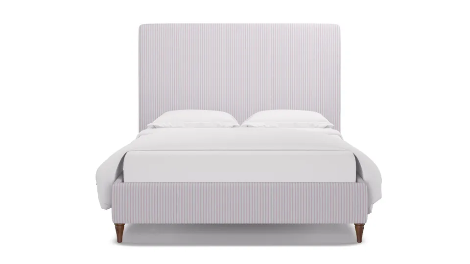 Classic Bed, Pink Classic Ticking Stripe, Walnut Decorative Tapered Leg, King