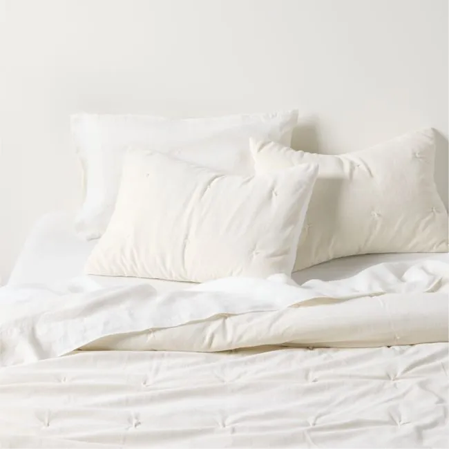 Organic Cotton Linen Velvet Arctic Ivory Full/Queen Quilt