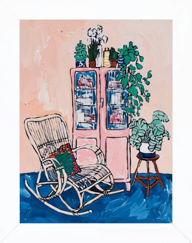 Rocking Chair In Pink Interior by Lara Lee Meintjes for Artfully Walls