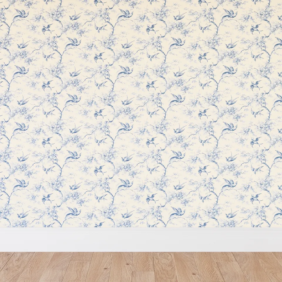 Peel and Stick Wallpaper Roll, Blue Swallows