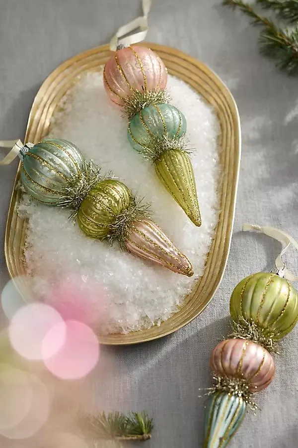 Pastel Finial Glass Ornaments, Set of 3