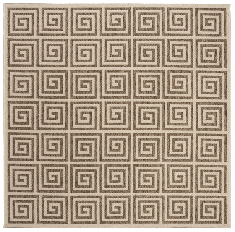 Arlo Home Indoor/Outdoor Woven Area Rug, LND129D, Beige/Cream,  6' 7" X 6' 7" Square