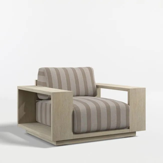 Mallorca Wood Outdoor Lounge Chair with Canvas Range Dune Stripe Sunbrella ® Cushions
