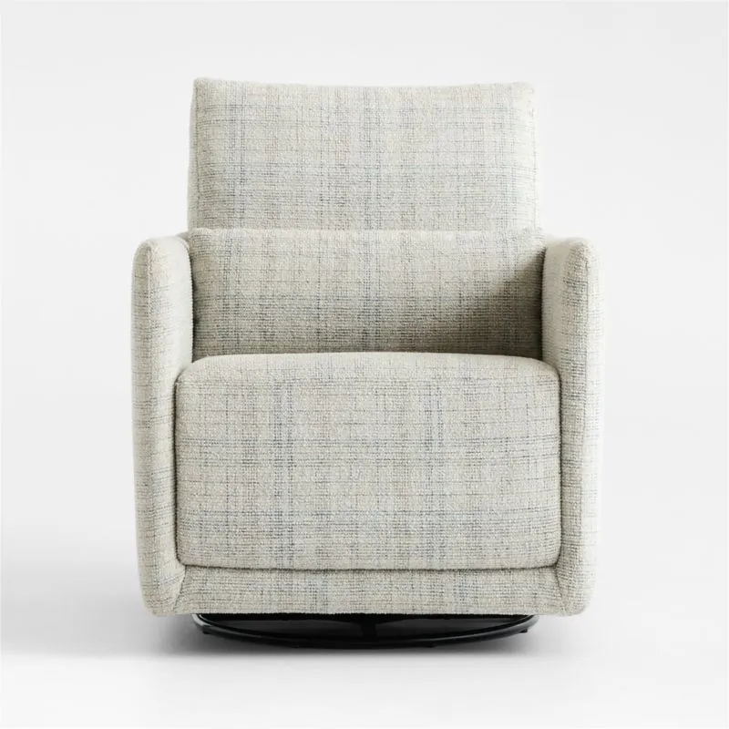 Bowie Blue and Gray Plaid Swivel Glider Nursery Chair
