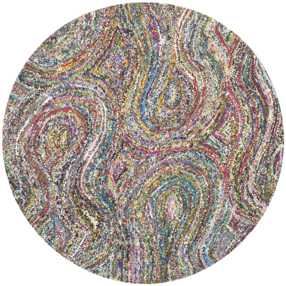 Arlo Home Hand Tufted Area Rug, NAN437A, Multi,  6' X 6' Round