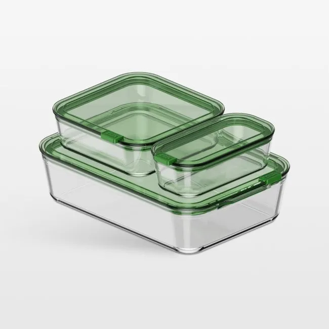 cliik Stack Large Green Glass Food Storage Containers Family Set