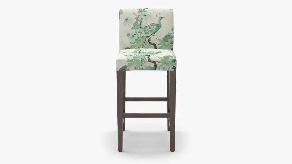 Signature Dining Bar Stool, Jade Peacock Park, Espresso Square Tapered Leg