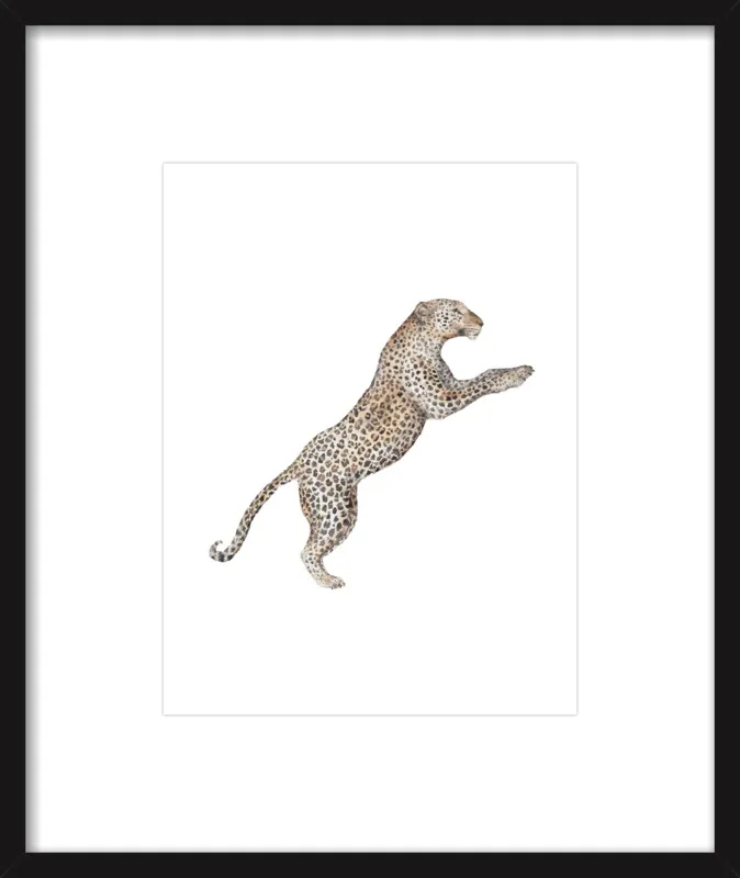Leaping Leopard Watercolor by Lauren Rogoff for Artfully Walls