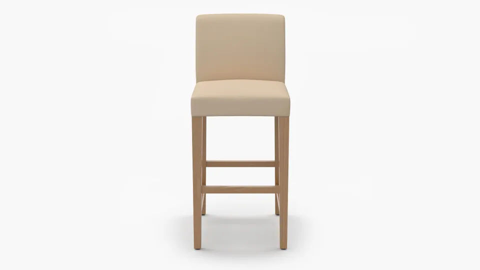 Signature Dining Bar Stool, Flax Twill, Natural Square Tapered Leg