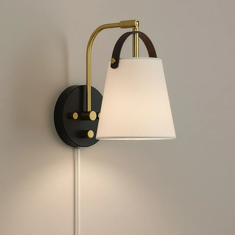 Possini Euro Lismore 10" High Black Brass Swing-Arm Plug-In Wall Lamp