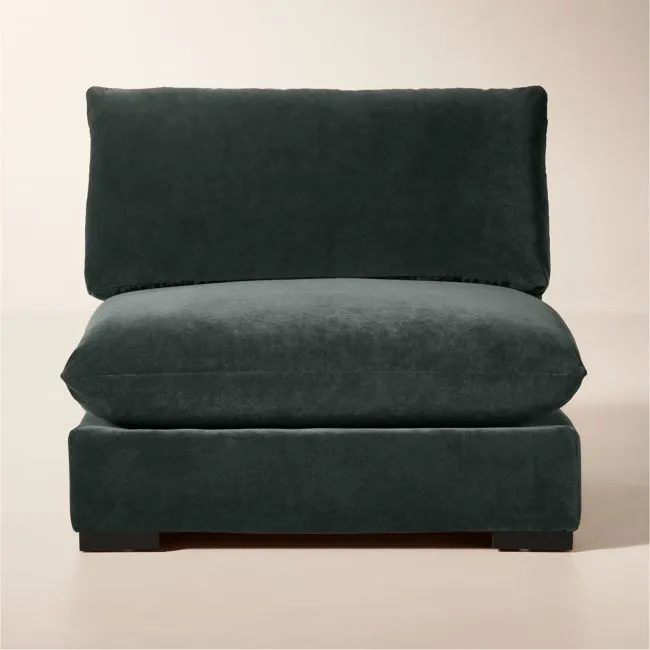 Deseo Grey Blue Performance Velvet Deep Depth Armless Chair