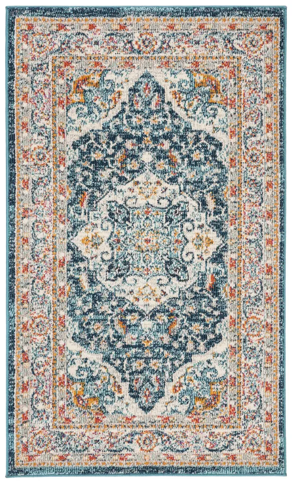 Arlo Home Woven Area Rug, PHX154M, Ivory/Blue,  3' X 5'