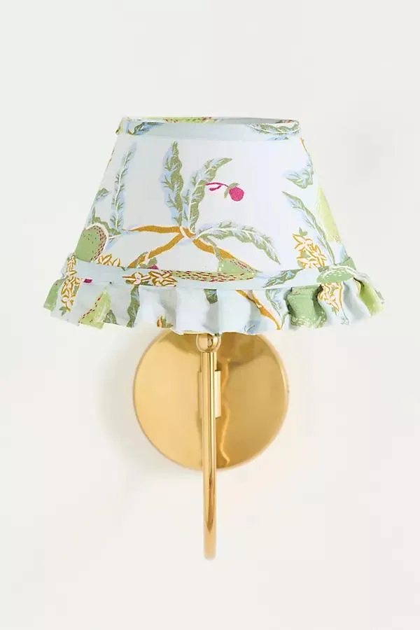 Lee Brass Ruffle Printed Shade Sconce Wall Light