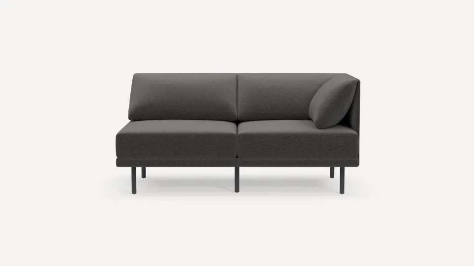 Range 2-Piece One Arm Sofa - Heather Charcoal - Performance Chenille / Black - Metal