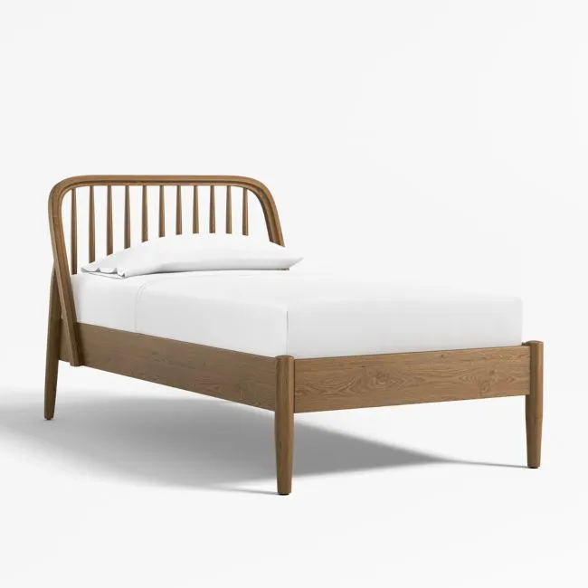 Bodie Spindle Flax Brown Wood Kids Twin Bed