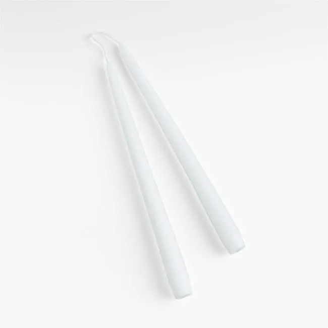 White 12" Dipped Taper Candles, Set of 2