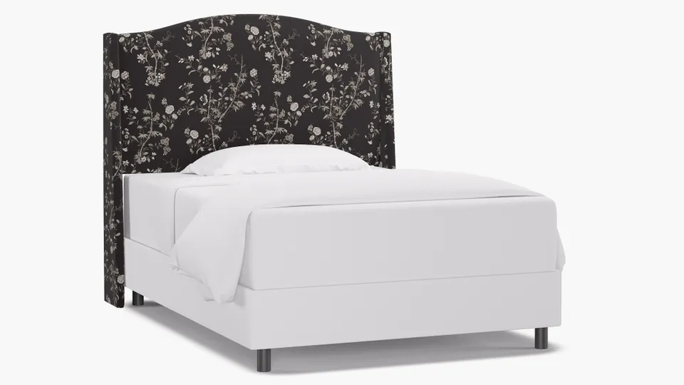 Classic Wingback Headboard, Black Bamboo Garden, Full
