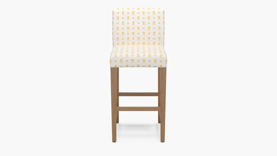 Signature Dining Bar Stool, Buttercup Mod Fleur, Natural Square Tapered Leg