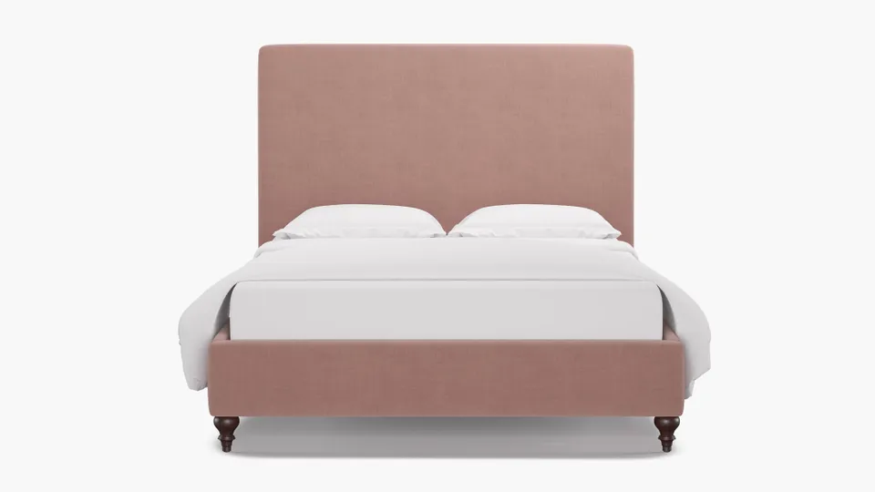 Classic Bed, Blush Everyday Linen, Espresso Traditional Turned Leg, Twin