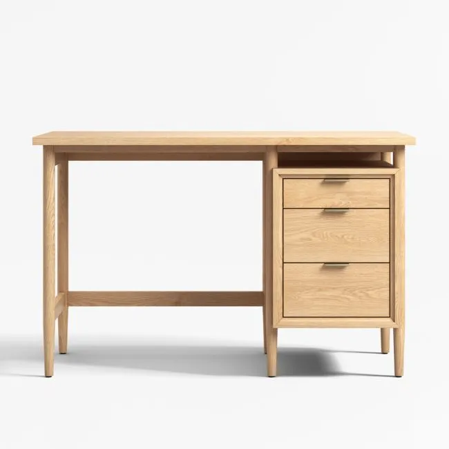 Bodie 47" Natural Oak Wood 3-Drawer Kids Desk