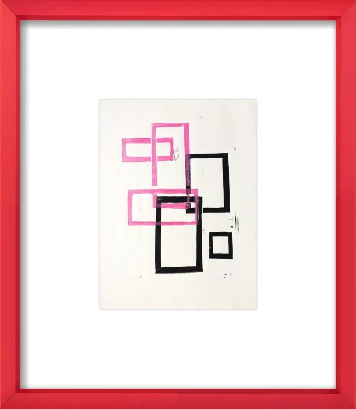 Pink and Black Geometric Squares x2 by Stacy Rajab for Artfully Walls