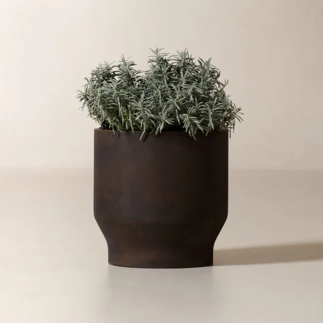 Oberon Antiqued Dark Brown Cement Indoor/Outdoor Medium Planter 15.75"H