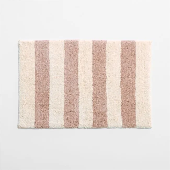 Turkish 100% Organic Cotton Breton Stripe Fair Lilac Kids Bath Mat