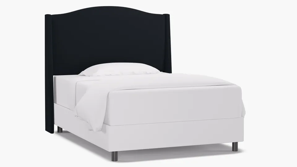 Classic Wingback Headboard, Navy Everyday Linen, Full