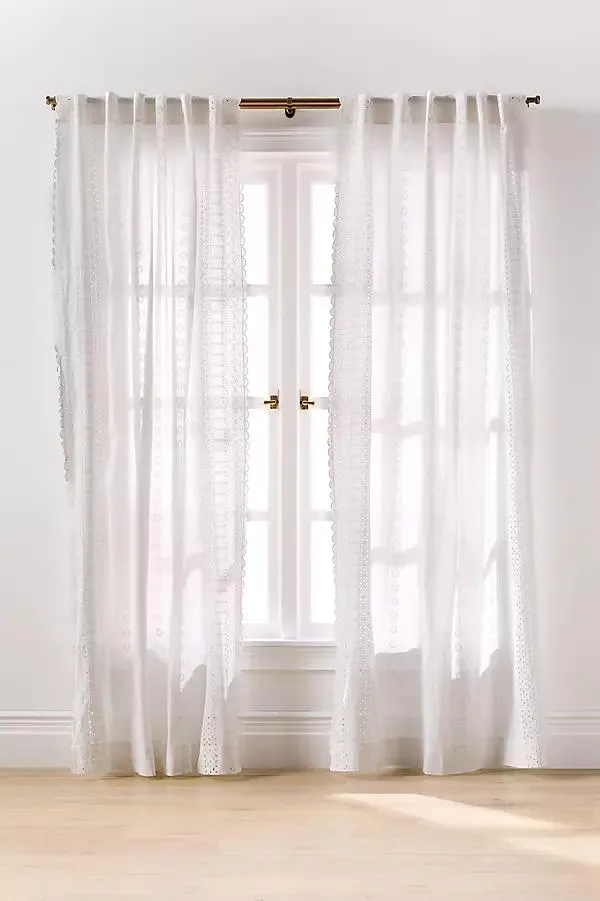 Sigrid Cotton Embroidered Sheer Scalloped Curtain